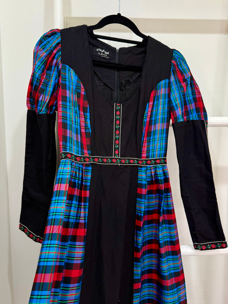 1960s Gunne Sax Black Label Blue Plaid Maxi Dress – Hello Vintage