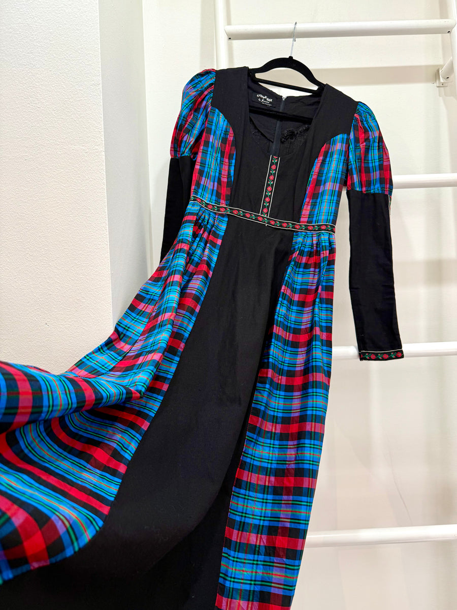 1960s Gunne Sax Black Label Blue Plaid Maxi Dress – Hello Vintage