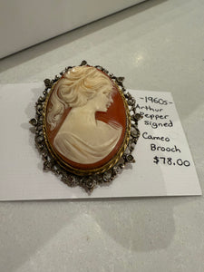 1960s Signed ART Arthur Pepper Cameo Brooch