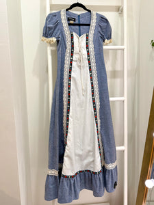 1960s Black Label Chambray Hearts Maxi Dress