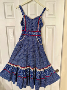 1970s Gunne Sax Blue Mixed Calico Midi Sun Dress – Hello Vintage