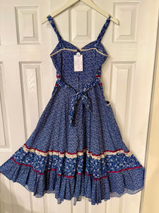 1970s Gunne Sax Blue Mixed Calico Midi Sun Dress – Hello Vintage