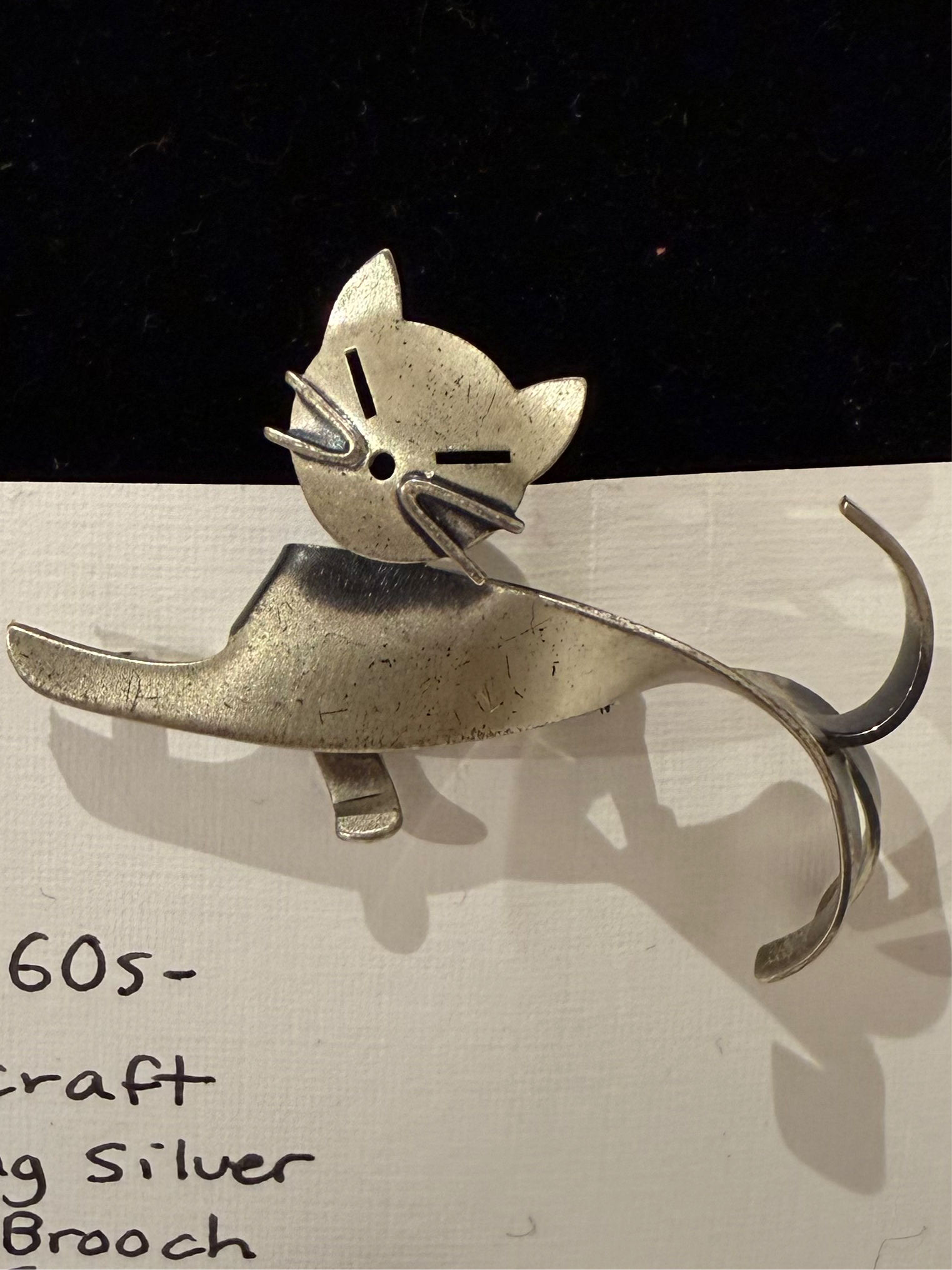 1960s Beaucraft Sterling Silver Cat Brooch