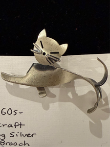 1960s Beaucraft Sterling Silver Cat Brooch