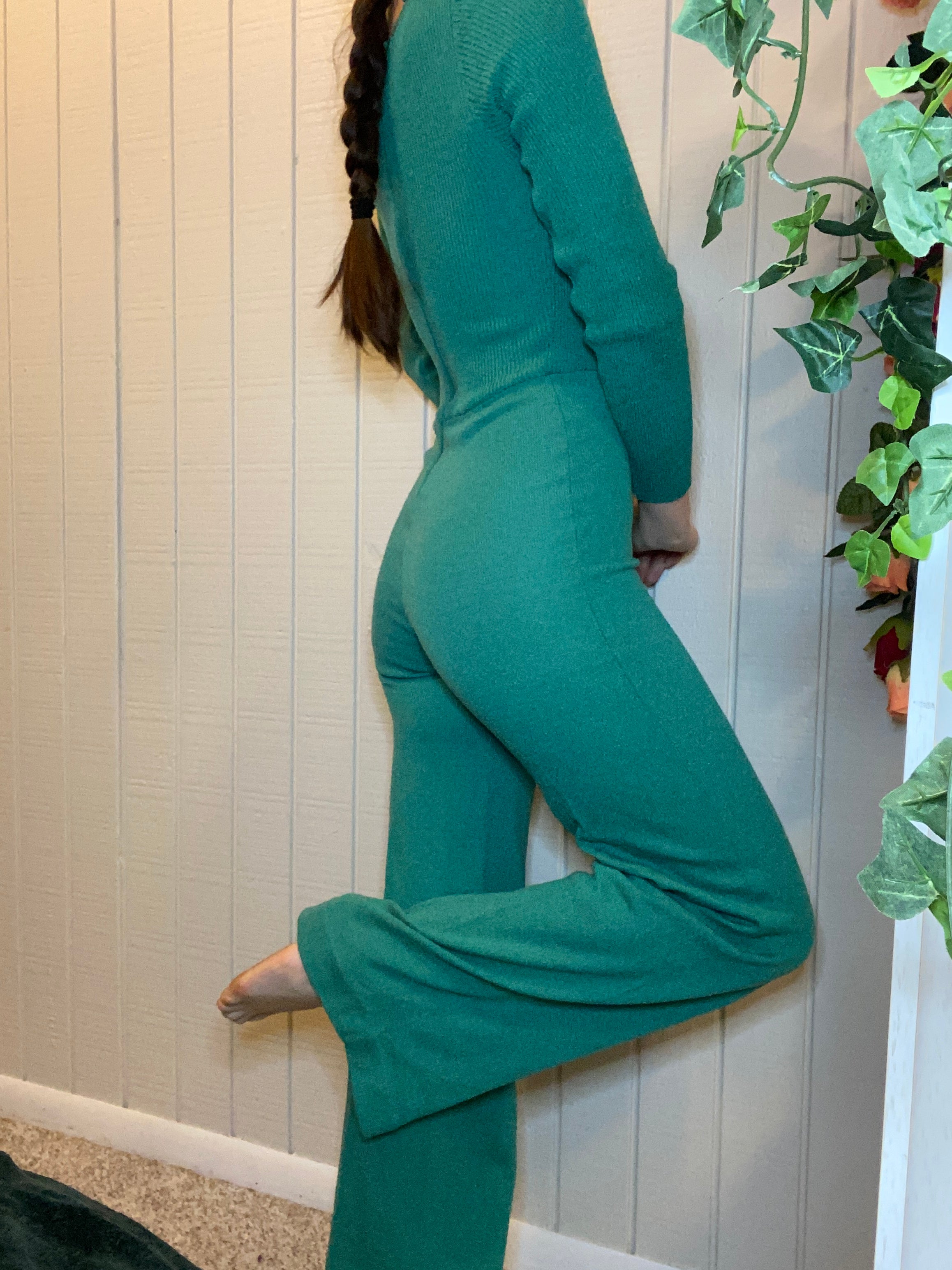 1970s Kingston Knits Lucky Green Jumpsuit