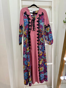 1970s Gunne Sax White Label Tapestry Dress