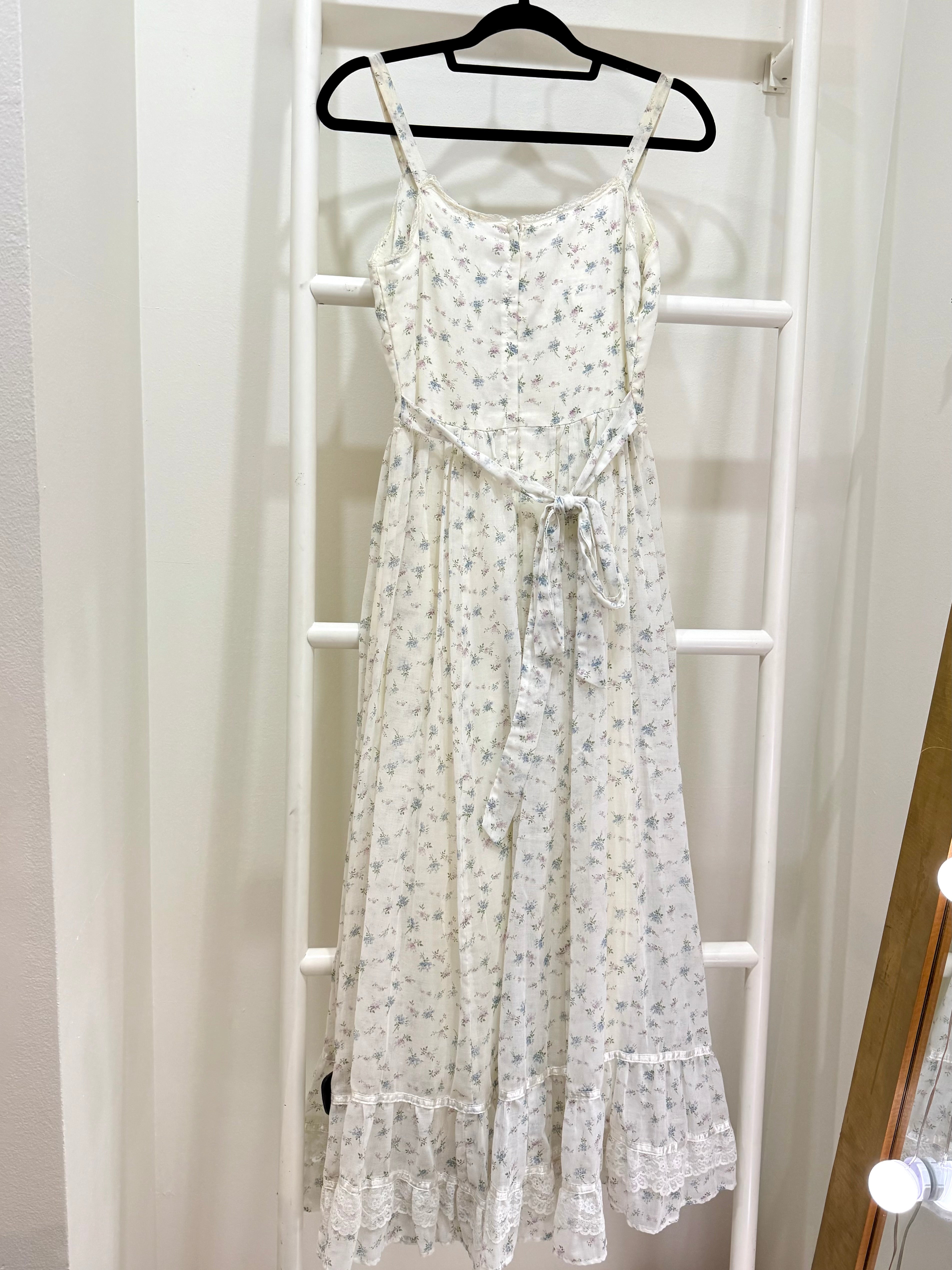 1970s Gunne Sax Pastel Calico Maxi Sun Dress