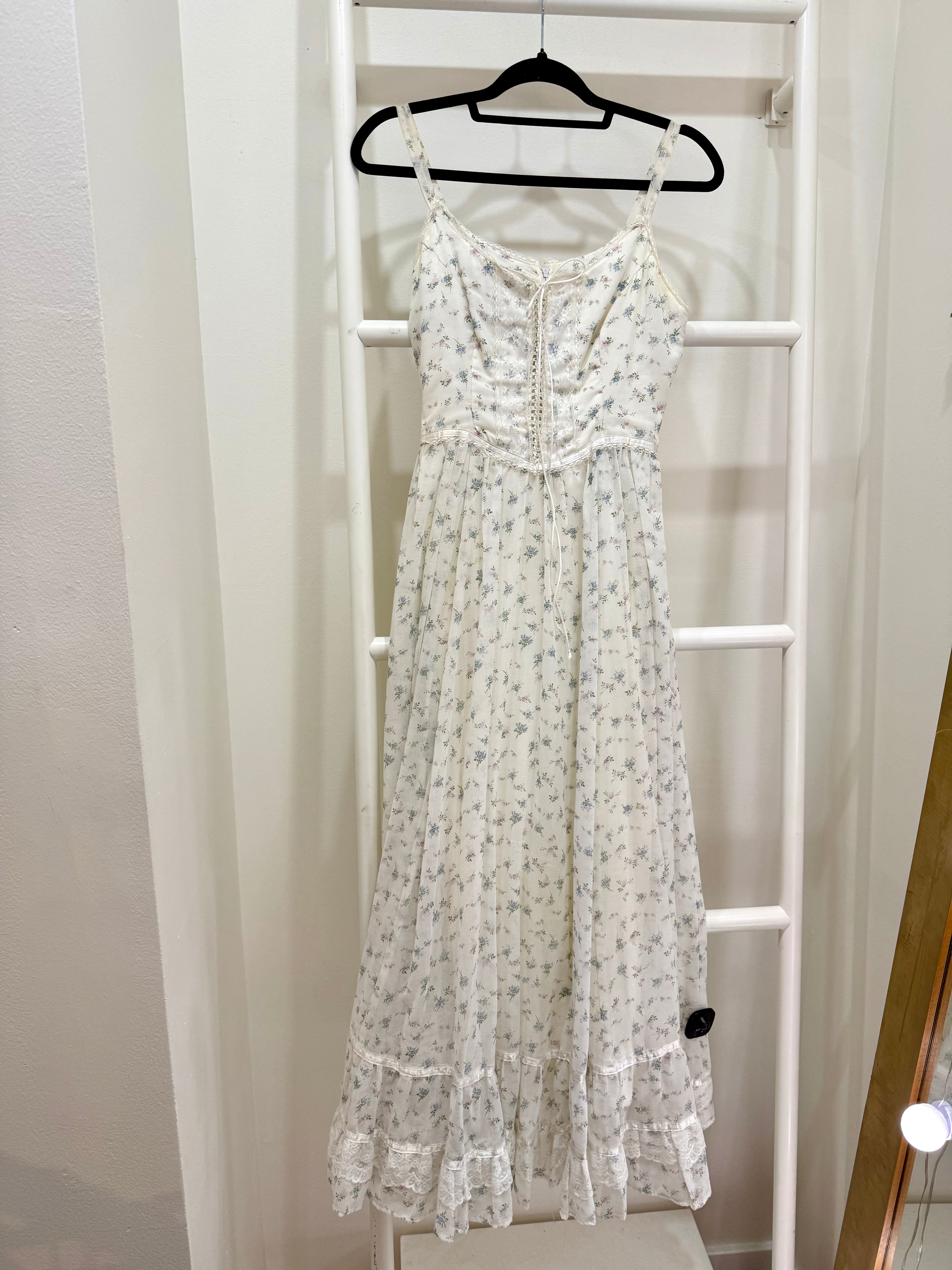 1970s Gunne Sax Pastel Calico Maxi Sun Dress