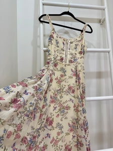 1970s Gunne Sax Bird Print Maxi Sun Dress