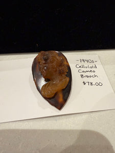 1940s Celluloid Tortoiseshell Cameo Brooch