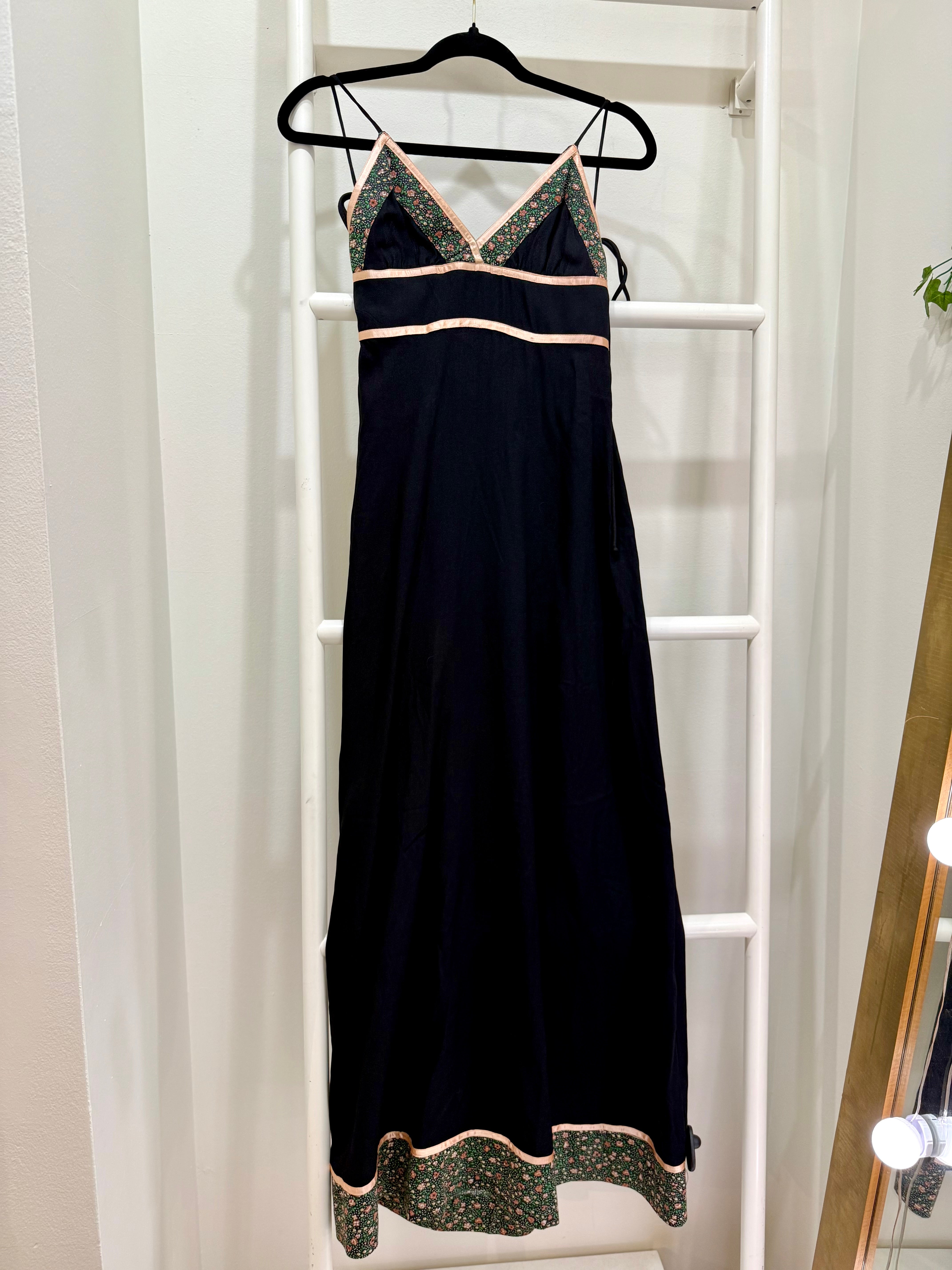 1970s Gunne Sax Black Maxi Sun Dress