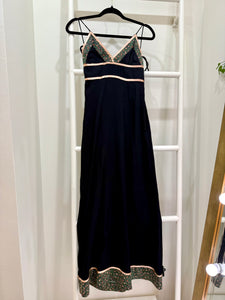 1970s Gunne Sax Black Maxi Sun Dress