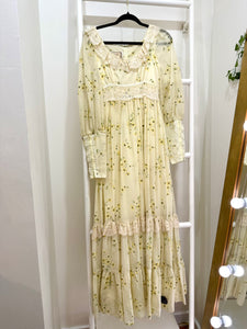 1970s Gunne Sax Sunflower / Black Eyed Susan Print Maxi Dress