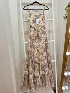 1970s Gunne Sax Bird Print Maxi Sun Dress