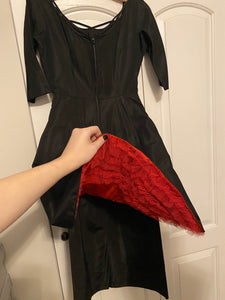 red and black peplum dress Iris Women's SZ S Dress Peplum Brocade Red Black Midi