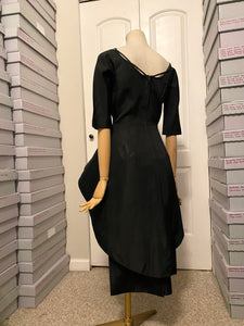 1950s Unlabelled Ceil Chapman Black & Red Peplum Dress Hello Vintage 1950s Unlabelled Ceil Chapman Black & Red Peplum Dress Hello Vintage