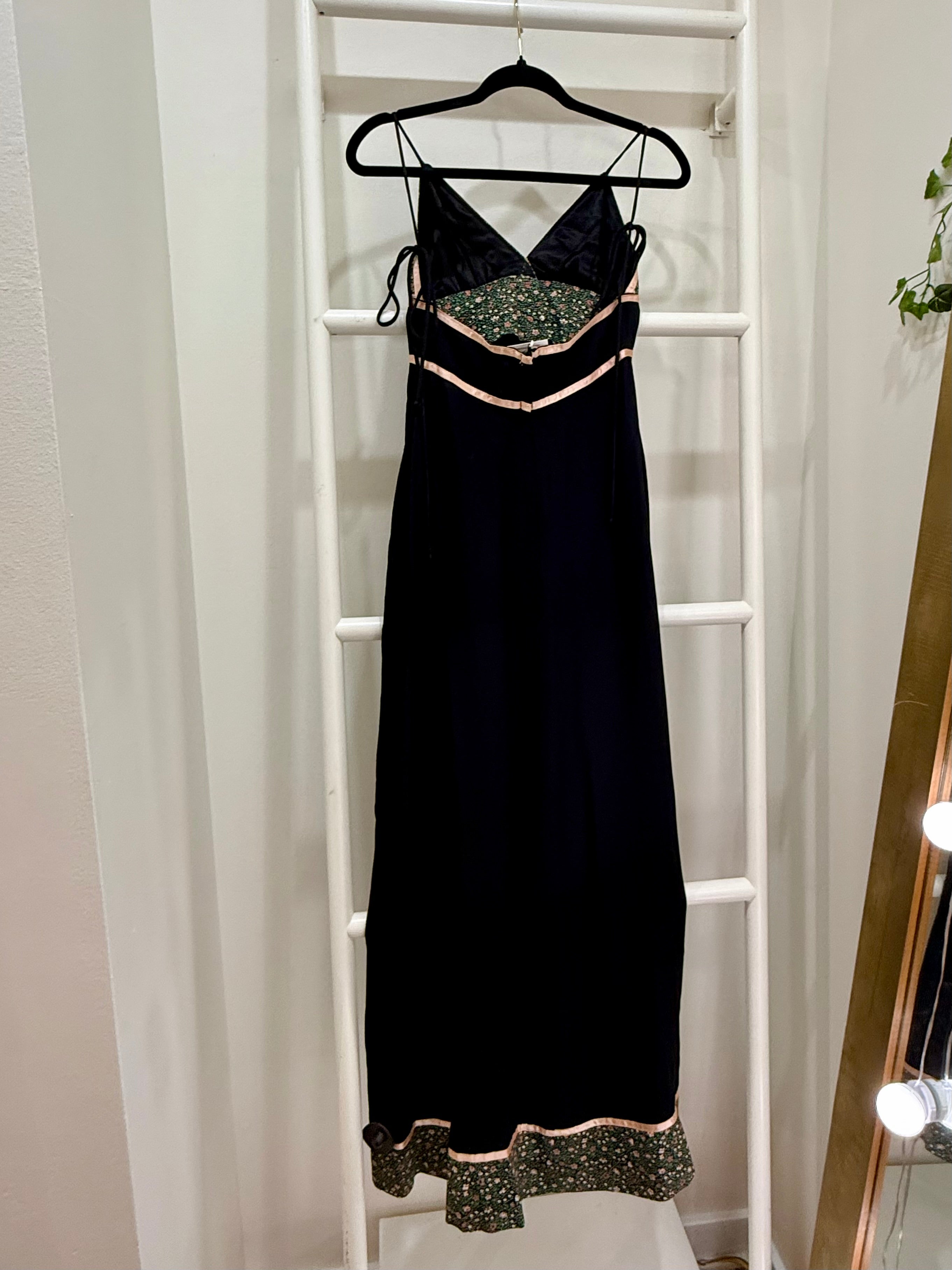 1970s Gunne Sax Black Maxi Sun Dress