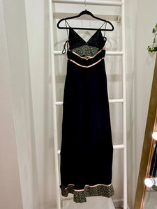 1970s Gunne Sax Black Maxi Sun Dress