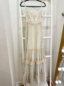 1970s Gunne Sax Golden Tiered Maxi Sun Dress