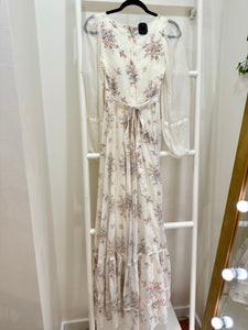 1970s Gunne Sax Pastel Floral Maxi Dress