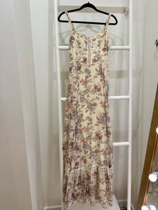 1970s Gunne Sax Bird Print Maxi Sun Dress