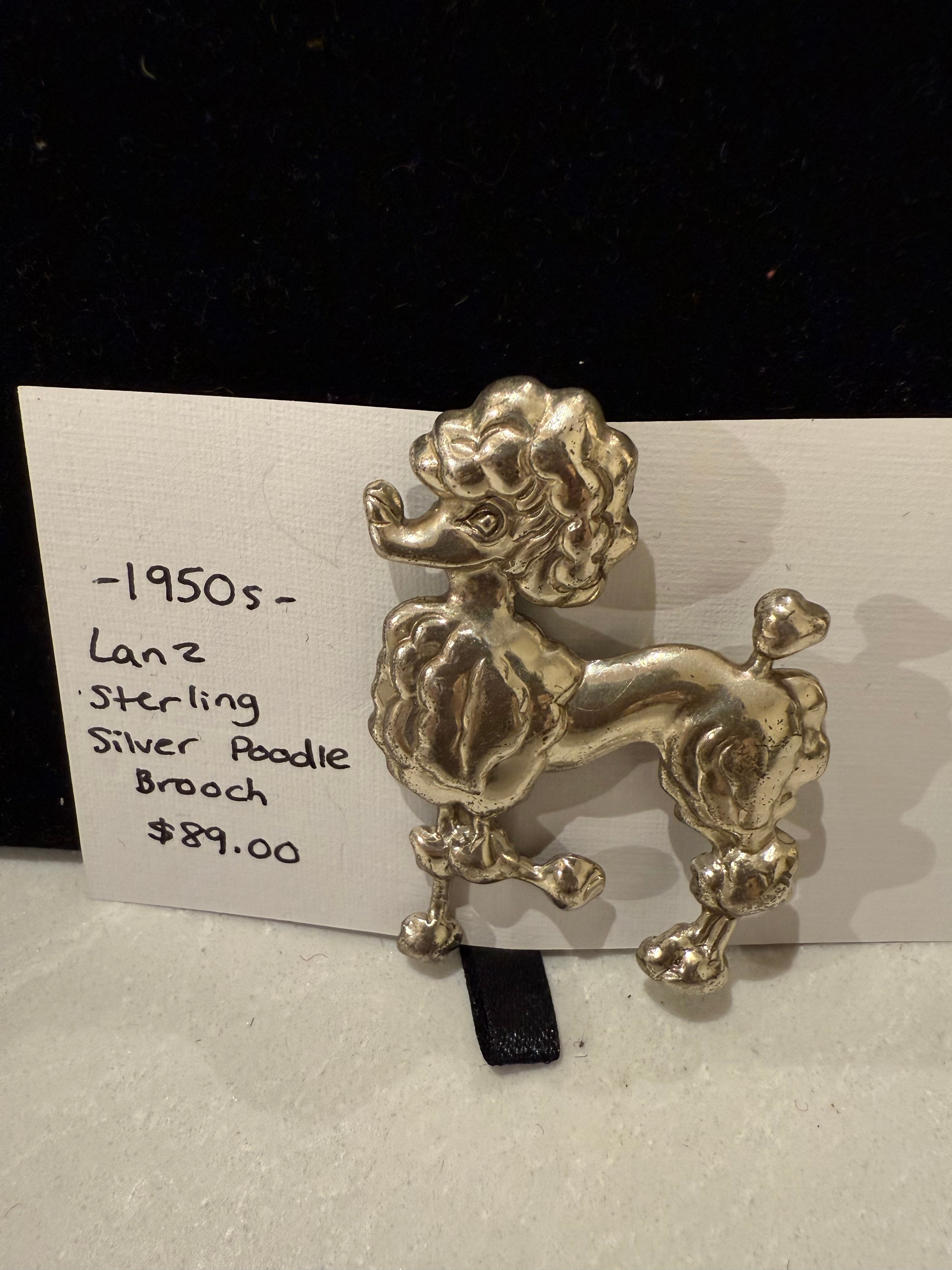 1950s Lanz Sterling Silver Poodle Brooch