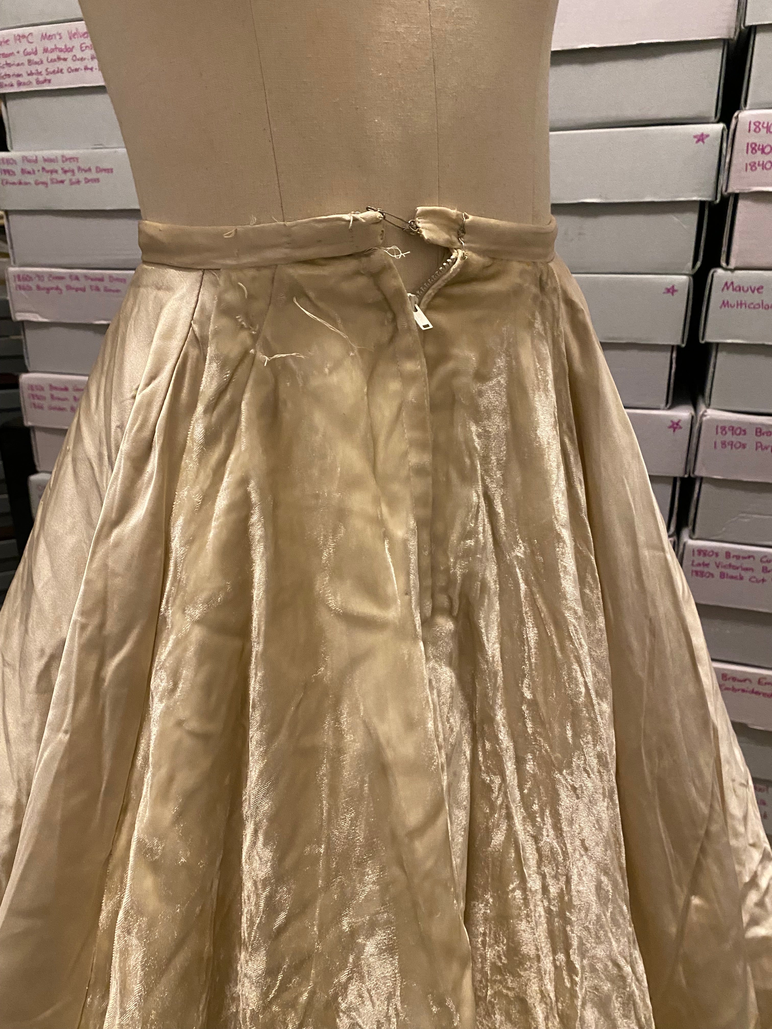 1890s Candlelit Satin & Velvet Skirt