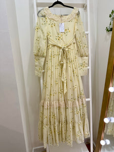 1970s Gunne Sax Sunflower / Black Eyed Susan Print Maxi Dress