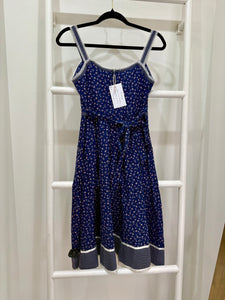 1970s Gunne Sax Blue Calico Sun Dress