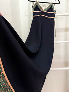 1970s Gunne Sax Black Maxi Sun Dress