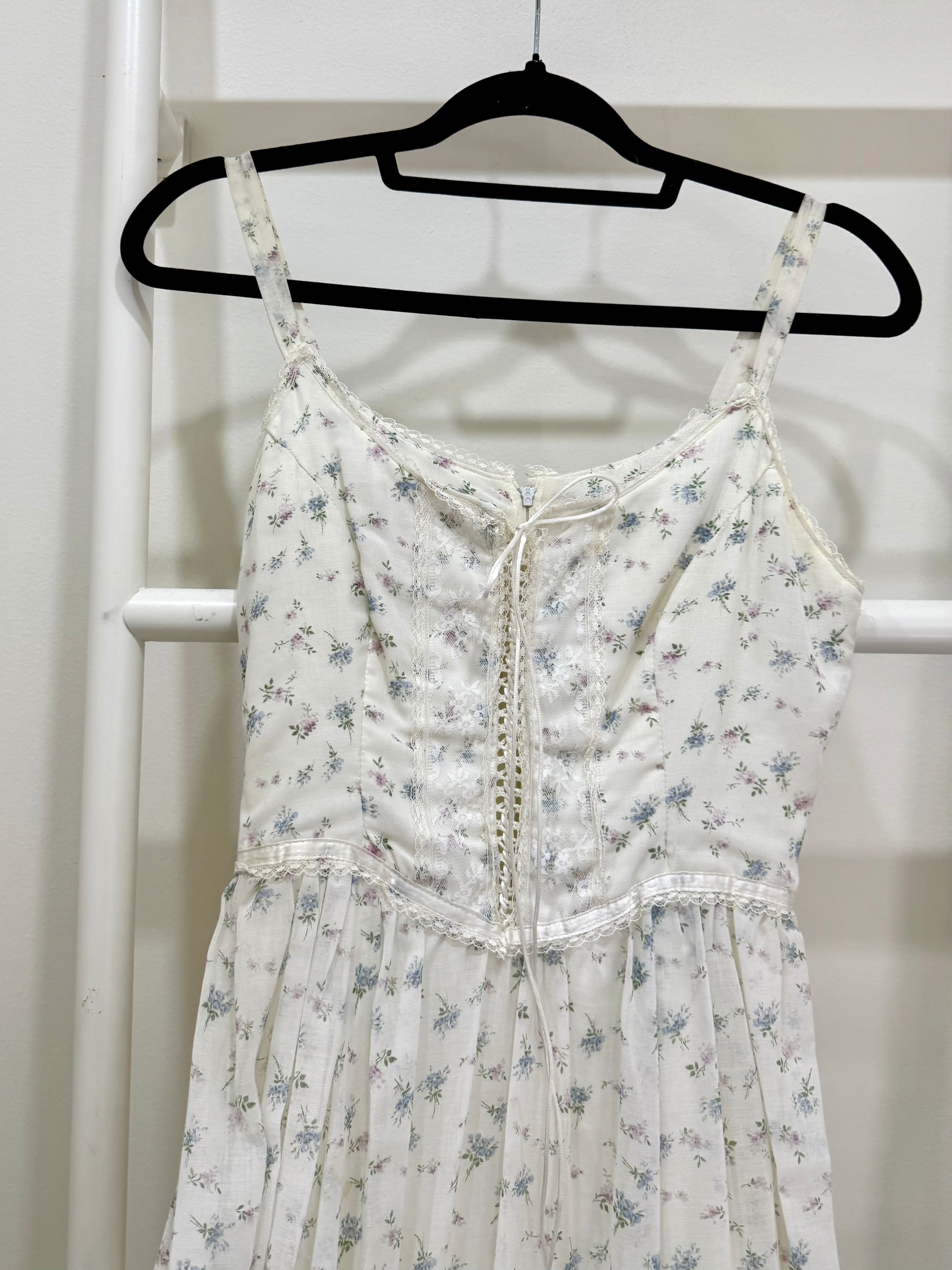 1970s Gunne Sax Pastel Calico Maxi Sun Dress