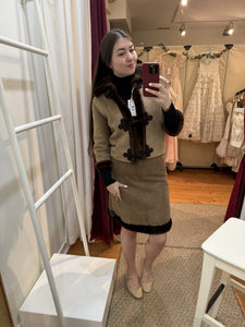 SALE 1960s Genuine Suede & Faux Fur Lined Jacket & Skirt Ensemble