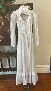 1970s Gunne Sax Soft Floral Calico Prairie Maxi Dress